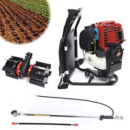 Backpack Brush Cutter, 3 in 1 35.4CC 4-Stroke 1.4HP Gas Garden Brush Cutter Lawn Tiller Machine Single Cylinder Air-Cooled Grass Trimmer Lawn Mower for Lawn and Garden Tree Trimming - style: 4-Stroke