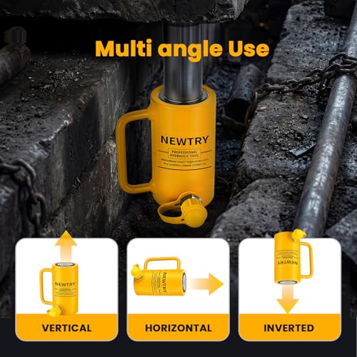 NEWTRY 20T Long Hydraulic Ram Jack, 4" Stroke Porta Power Auto Retract - size: 20T