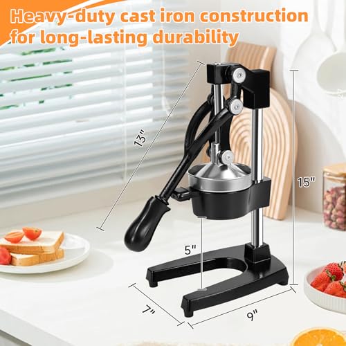 Cast Iron Manual Citrus Juicer, Heavy Duty Orange Juicer Hand Press
