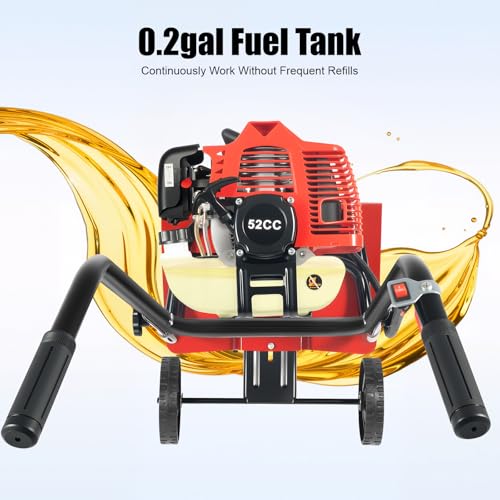52CC Cordless Tiller Cultivator, Hand-Pull Recoil Garden Tiller with 48 Steel Tines, 7000RPM Mini Tiller Gas Powered, 14.17In Tilling Width and 3.94In Depth Garden Rototiller for Gardening