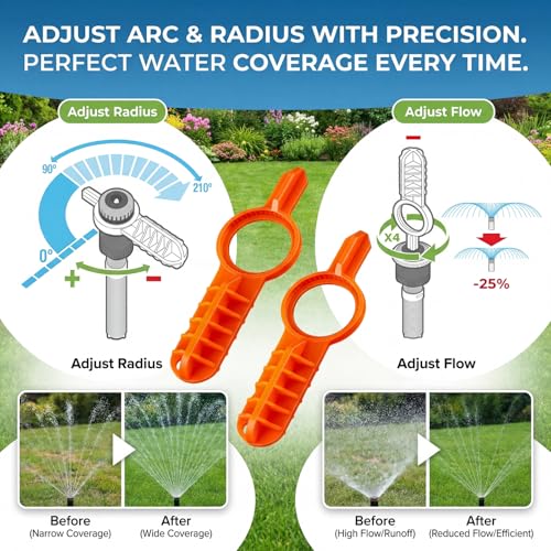 Sprinkler Adjustment Tool Compatible with Hunter/Rain Bird, Yellow & Orange - color: Yellow & Orange