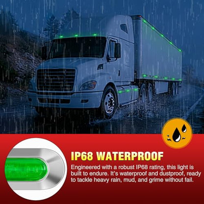 Nilight 3.7" Green Oval Side Marker Light, 4 LED IP68 Waterproof - color: Green 3.7" 10Pcs