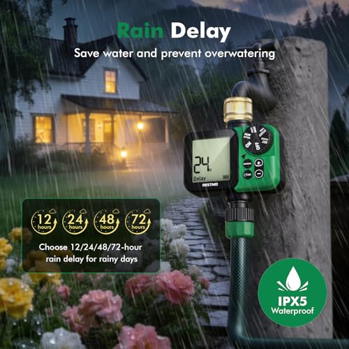 RESTMO Water Timer, Oversized LCD Sprinkler Timer with Brass Inlet - size: Digital-1 Zone