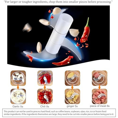 Electric Mini Vegetable Chopper, Food Chopper, Garlic Slicer Veggie, Salad, Lettuce, Onion, Chili Crusher, Tomato Dicer Chopper Cutter & Ginger Meat Mincer for Kitchen, Portable USB Chopper (250ML)