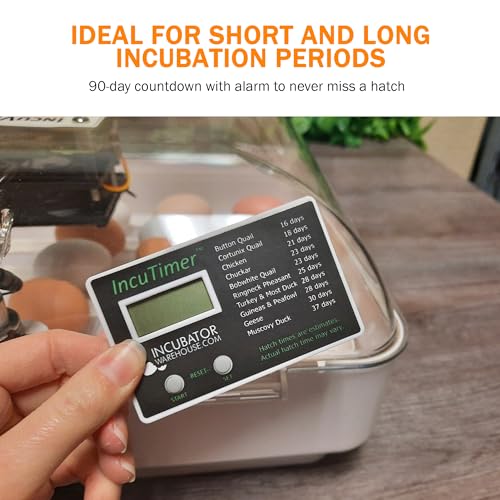 IncuTimer™ Digital Hatch Countdown Timer for Egg Incubator, 90 Day Maximum