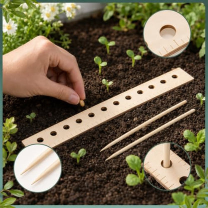 Seed Spacer, Dibbler Gardening Tool, Seeding Ruler with Holes Garden Template, Seed Planting Tool for Precise Planting Template
