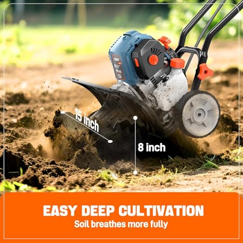 SENIX LSPG-M14 21-inch 144cc Gas Lawn Mower, 46cc 15-inch Gas Powered Tiller Cultivator Kit