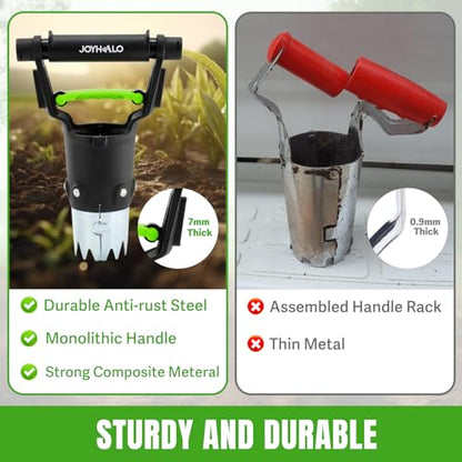 5 Inch Depth Bulb Planter Tool with Automatic Soil Release for Garden - color: Black & Green