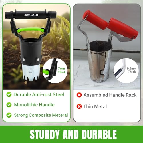 5 Inch Depth Bulb Planter Tool with Automatic Soil Release for Garden - color: Black & Green