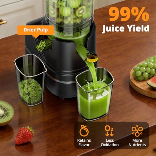 AIRMSEN Juicer Machines, 5.8" Large Feed Chute Cold Press Juicer, 300W