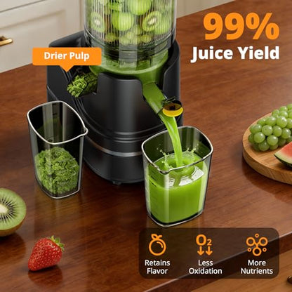 AIRMSEN Juicer Machines, 5.8" Large Feed Chute Cold Press Juicer, 300W