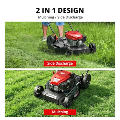 AMERISUN 21" Gas Push Lawn Mower,144cc 4-Stroke OHV Engine,2-in-1 Mowing