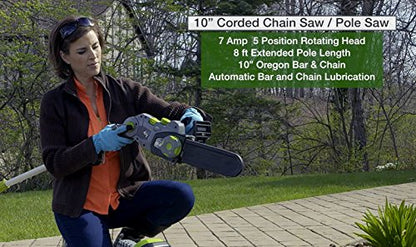 Earthwise CVP41810 2-in-1 Convertible Pole Hedge Trimmer - style: 4-in-1 Pole Hedge/Chainsaw