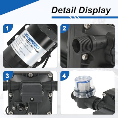 RV Water Pump, 115V AC 5.0 GPM 55 PSI, Self-Priming Diaphragm Pressure Pump - size: 5.0-115V-55