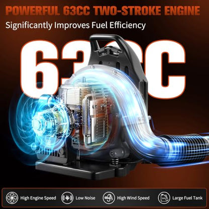 TDH Backpack Leaf Blower,2-Stroke Backpack Blowers with 665 CFM & 205 MPH - color: G-Orange