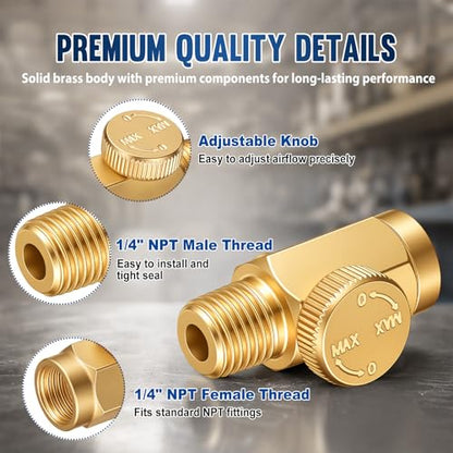 Tudomro 8 Pcs 1/4"npt In-line Air Flow Regulator, Heavy Duty