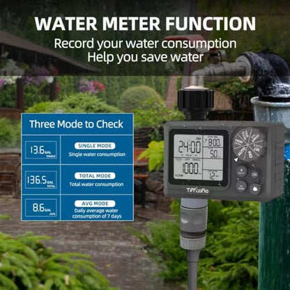 TiFFCOFiO Sprinkler Timer Outdoor, Digital Programmable for Garden Hose, Irrigrtion Timer with Rain Delay and Manual Mode (Water Volume Control, 1 Pack) - size: Water Volume Control, 1 Pack