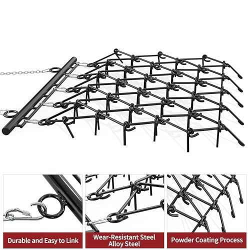 YITAMOTOR Heavy Duty 5FT x 4.5FT Chain Harrow, Drag Harrow with 1/2" Tines - size: 5FTx4.5FT