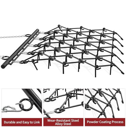 YITAMOTOR Heavy Duty 5FT x 4.5FT Chain Harrow, Drag Harrow with 1/2" Tines - size: 5FTx4.5FT
