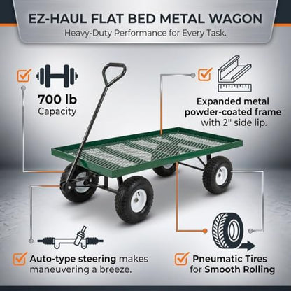 FarmTek EZ-Haul Utility Cart Wagon (24" W x 48" L, Single Deck) - size: 24"W x 48"L