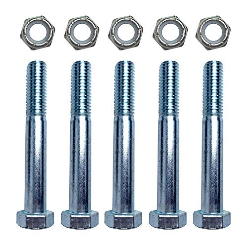 Replacement Shear Bolt for Gearboxes by Rancher Supply – Shear Bolts ½’’x 3-½’’, Grade 2 with ½’’ Nut for Rotary Cutters (5 Pack)