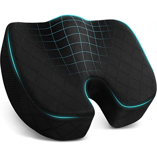 TushGuard Seat Cushion, Office Chair Cushions, Car Seat Cushion, Non-Slip Sciatica & Back Coccyx Tailbone Pain Relief Chair Pad for Computer Desk, Wheelchair, Driving (Black, X-Large) - color: Black, size: X-Large