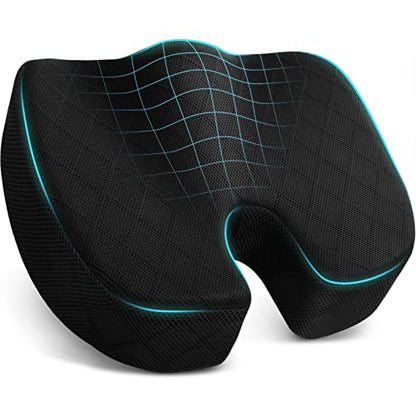 TushGuard Seat Cushion, Office Chair Cushions, Car Seat Cushion, Non-Slip Sciatica & Back Coccyx Tailbone Pain Relief Chair Pad for Computer Desk, Wheelchair, Driving (Black, X-Large) - color: Black, size: X-Large