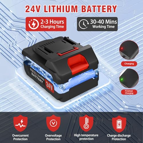 24V Electric Weed Wacker Cordless, 3 in 1 Battery Powered String Trimmer - color: Black-red