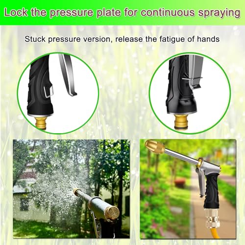 Heavy Duty Garden Hose Nozzle with Adjustable Brass Spray Tip - size: 8.8*5.5*1.4