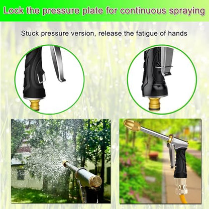Heavy Duty Garden Hose Nozzle with Adjustable Brass Spray Tip - size: 8.8*5.5*1.4