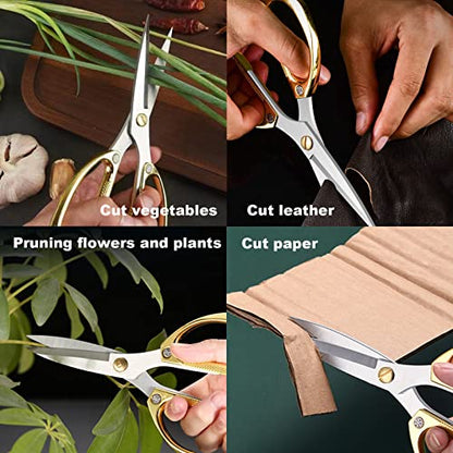 Premium Kitchen Shears 2-Pack Heavy Duty Poultry & Meat Scissors, Bone Shears for Cooking - color: Bronze+golden