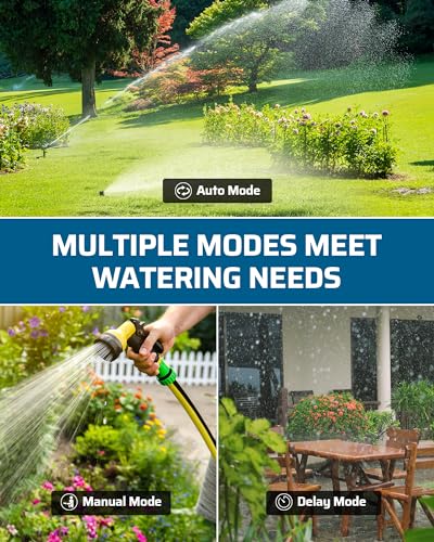 DEWENWILS 2-Zone Outdoor Hose Timer, Rain Delay & Manual Control for Lawn - color: 2 Zone - Gray&green