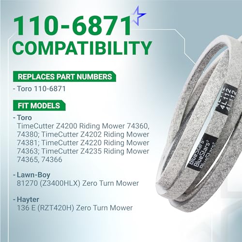 BlueStars 110-6871 Mower Deck Belt | Aramid Cord | 1/2" x 112" - size: 110-6871, style: Aramid Cord