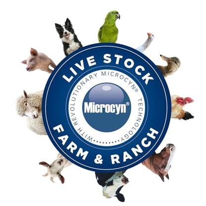 Microcyn Livestock Skin & Wound Care Solution – 16 oz HOCl-Based Cleansing Spray for Cuts, Scrapes & Irritated Skin – Professional Farm & Ranch Support for Cattle, Horses, Goats & Sheep