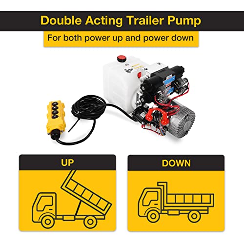 4.5 Quart Hydraulic Power Unit 12V DC Double Acting Double Solenoid Electric Trailer Pump for Dump Trailer Car Lifting