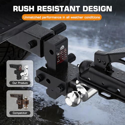 Kingfun Adjustable Trailer Hitch- Drop Hitch 2 inch Receiver 6" Drop Rise - color: Black, size: 2"Receiver- 6"Rise/Drop Hitch