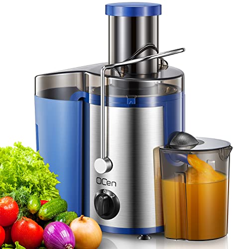QCen Juicer Machine 500W Centrifugal Juicer with Extra Wide Feed Chute - color: Blue, size: 500W