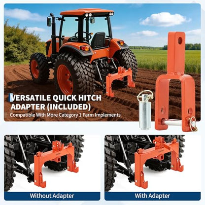 Garvee 3 Point Quick Hitch, 3000lbs 3-Pt Trailer Hitch Attachments with 2" Receiver Adaptation to Category 1 Tractor with 5 Level Adjustable Bolt