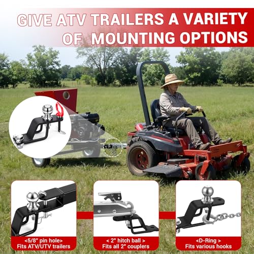 Timtin 3-Way ATV/UTV Trailer Hitch Adapter with 2'' Ball Head, 3500 Lbs