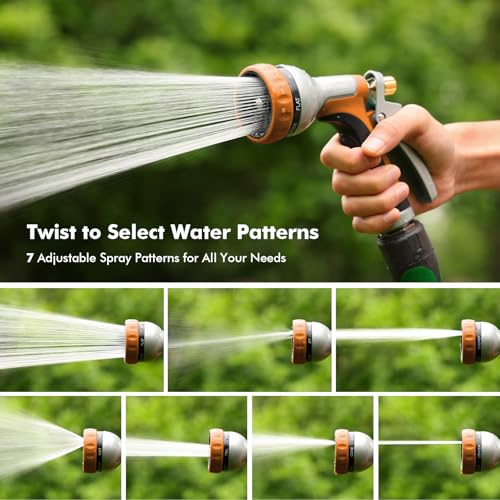 RESTMO Garden Hose Nozzle Heavy Duty, Rear Trigger Water Sprayer, Orange - color: Orange