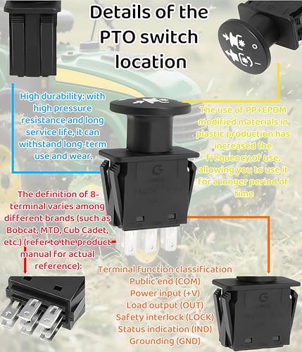 430-798 532174651 PTO Switch Fits Craftsman POULAN Delta Husqvarna 5022180 Murray 6201316MA 94927 94927MA Scag 481687 483162 483957 Black