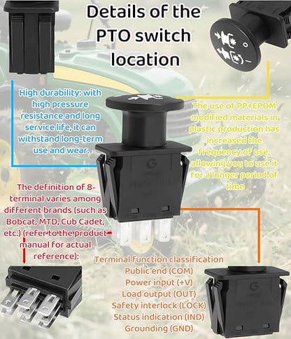 430-798 532174651 PTO Switch Fits Craftsman POULAN Delta Husqvarna 5022180 Murray 6201316MA 94927 94927MA Scag 481687 483162 483957 Black