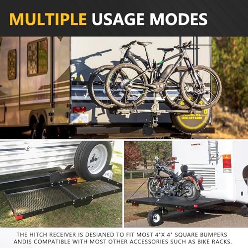 YZONA Tow Hitch 2 Inch, RV Bumper Hitch Trailer Receiver, Fits 2" to 4" Rear Beams, 3500 LBS Capacity Upgrade Towing Adapter Openning for Camper Cargo Carrier Bike Racks RV Tire Carrier Ball Mounts - size: RV Bumper Receiver