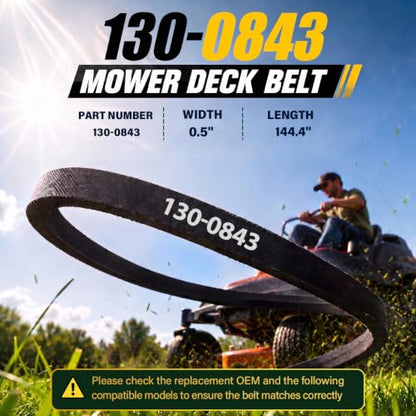130-0843 Mower Deck Belt 1/2" x 144.4" Replacement for Toro TimeCutter - size: 130-0843