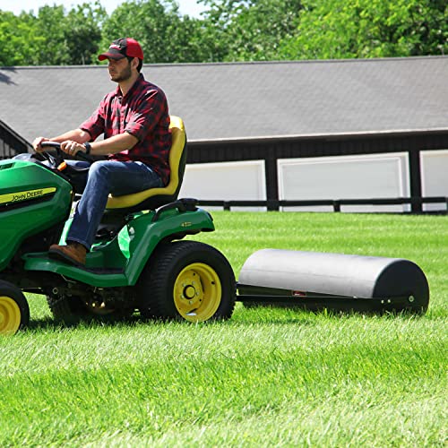 Brinly 485 lb. Tow Behind Poly Lawn Roller with Easy Turn Plug, 18 by 48" - color: Flat Black