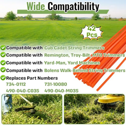 42 Pcs 0.155" x 18.5" Pre-Cut Trimmer Line for Walk Behind String Trimmers