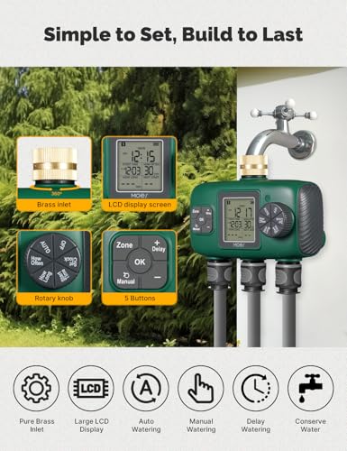MOES 3 Zone Sprinkler Timer for Garden Hose,Brass Inlet Water Timer - size: 3 Outlet
