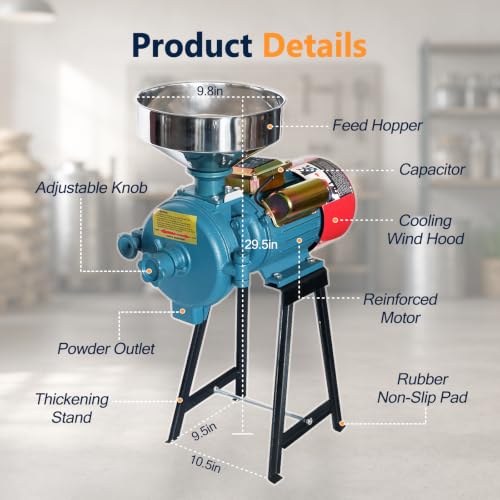 3000W Electric Grain Mill, 110V Corn Wheat Rice Grinder, 2800 RPM