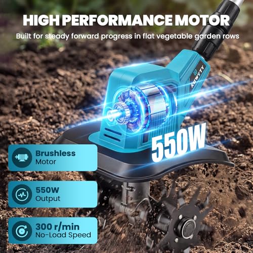 NEWTRY Cordless Electric Tiller Cultivator, Cultivating+Weed Removal Blades