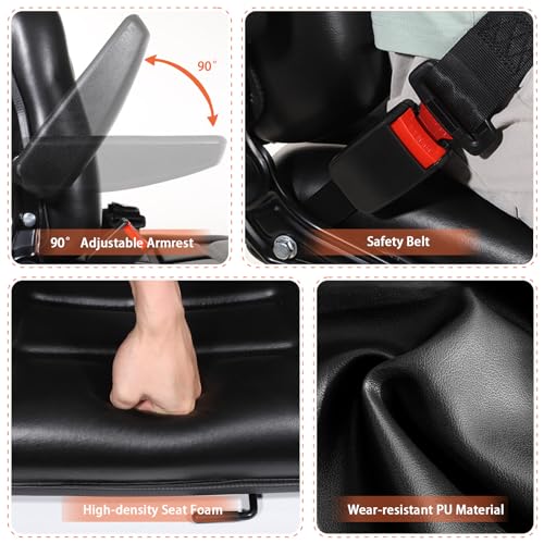 Universal Forklift Seat, Fold Down Tractor Seat with Adjustable Angle Back Armrest, Slot Forklift Seat for Tractor Excavator Skid Loader Backhoe Dozer Telehandler